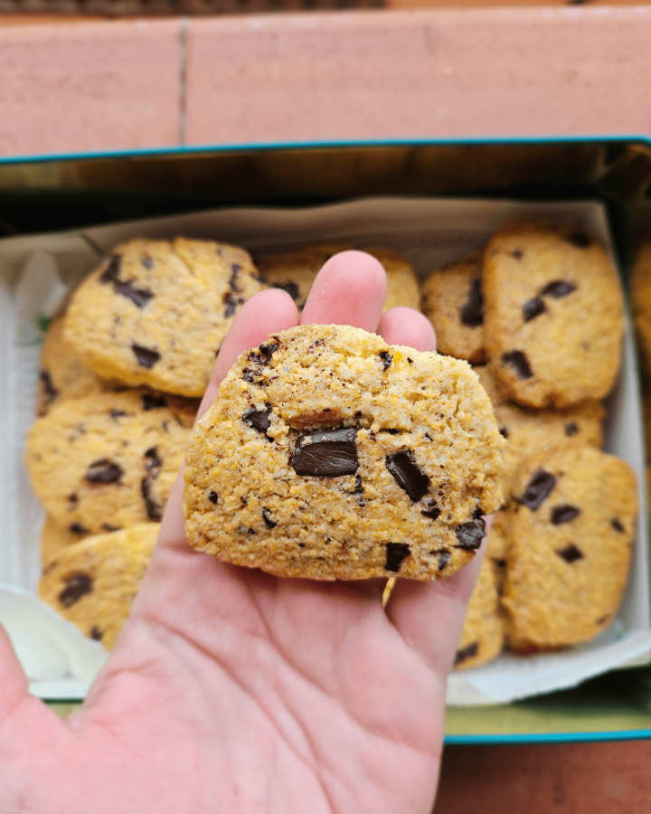 Biscotti cocco, cioccolato e mais